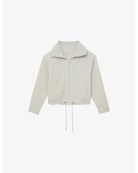 Reiss - Laurrie Fold-Collar Zipped Jersey Jumper - Lyst