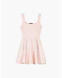Maje - Grid-Pattern Square-Neck Woven Mini Dress - Lyst