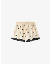 Sandro - Floral-Embroidered Drawstring-Waist Woven Shorts - Lyst