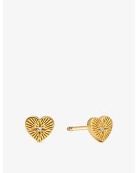 Astley Clarke - Biography Heart 18Ct Vermeil And Sapphire Stud Earrings - Lyst