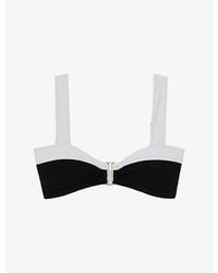 Reiss - Abby Colour-Block Stretch-Woven Bikini Top - Lyst
