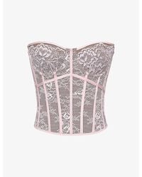 House Of Cb - Ayana Corset Lace And Satin Top - Lyst