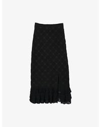 Sandro - High-Rise Ruffle-Hem Knitted Midi Skirt - Lyst