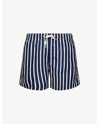 Eton - Striped Drawstring Woven Swim Shorts - Lyst