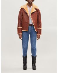Sandro Shearling Aviator Jacket - Brown