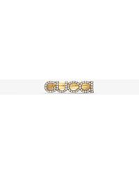 Gucci - Logo-script Crystal-embellished Antique Gold-toned Metal Ring - Lyst