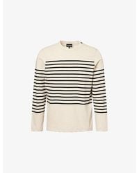 Emporio Armani - Sailor-Stripe Cotton And Linen-Blend Top - Lyst
