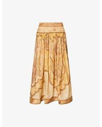 Zimmermann - Wanderlust Paisley-Print Cotton-Blend Maxi Skirt - Lyst