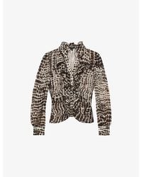 Reiss - X Atelier Laverna Animal-Print Woven Blouse - Lyst