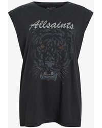 AllSaints - Hunter Graphic-print Relaxed-fit Cotton Tank Xx - Lyst