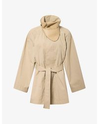 Bottega Veneta - Intrecciato-Collar Cotton Trench Coat - Lyst