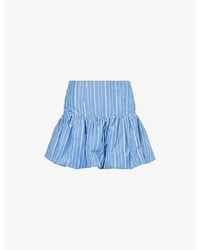 Ganni - Striped Cotton Mini Skirt - Lyst