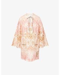 Zimmermann - Aster Shift Linen Mini Dress - Lyst