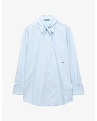 Prada - Embroidered-Logo Menswear-Fit Cotton Poplin Shirt - Lyst