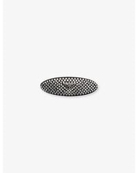 Prada - Branded Crystal-Embellished Satin Hair Clip - Lyst