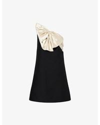 Valentino - Bow Asymmetric Wool And Silk Mini Dress - Lyst