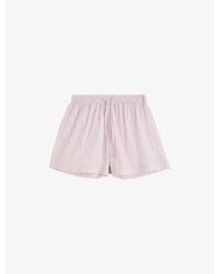 Tekla - Striped Cotton-Twill Pyjama Shorts - Lyst