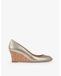 LK Bennett - Eevi Cork-Heel Leather Wedges - Lyst