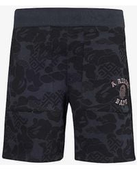 A Bathing Ape - Asia Camo Brand-embroidered Cotton-jersey Shorts - Lyst