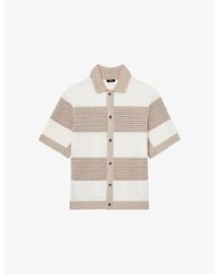 Reiss - Marek Stripe-Print Knitted Cotton Shirt - Lyst