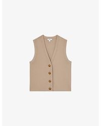 Reiss - Gaia Button-Embellished Stretch-Knit Vest - Lyst