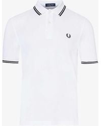 Fred Perry - Logo-embroidered Striped-trim Cotton-piqué Polo Shirt - Lyst