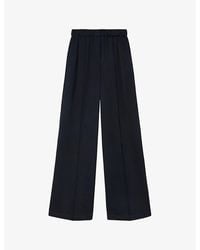 Loewe - Anagram-Embroidered Pressed-Crease Mid-Rise Wide-Leg Silk-Blend Pyjama Trousers - Lyst