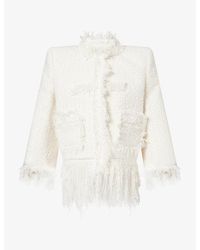 MATIERES FECALES - Mademoiselle Fringed-Hem Tweed Jacket - Lyst