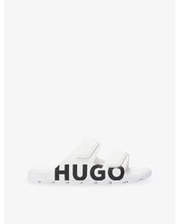 HUGO - Brand-Print Rubber Sliders - Lyst