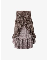 Sandro - Bandana-Print Ruffled Satin Mini Skirt - Lyst