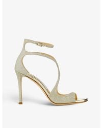 Jimmy Choo - Azia Strappy 95 Glitter-Woven Heeled Sandals - Lyst