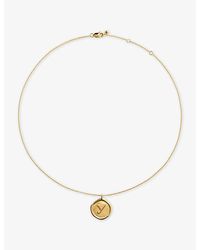 Monica Vinader - Initial Y Stamp 18Ct Vermeil Chain Necklace - Lyst