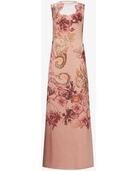 Alberta Ferretti - Floral-pattern Slim-fit Silk-chiffon Maxi Dress - Lyst