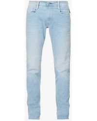 Replay - Anbass Faded-wash Tapered Slim-fit Stretch-denim Jeans - Lyst