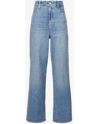 GOOD AMERICAN - Good Ease Rhinestone-embellished Wide-leg Recycled Denim-blend Jeans - Lyst
