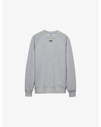 Prada - Triangle-Logo Long-Sleeve Cotton-Jersey Sweatshirt - Lyst