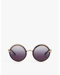 BVLGARI - Bv6149b Round-framed Metal Sunglasses - Lyst