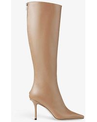 Jimmy Choo - Agathe Pointed-toe Knee-high Leather Boots - Lyst