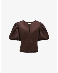 Phase Eight - Ivy Puff-Sleeve Satin Top - Lyst