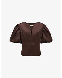 Phase Eight - Ivy Puff-Sleeve Satin Top - Lyst