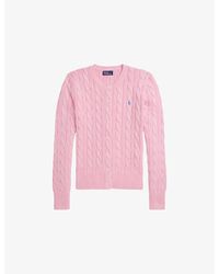 Polo Ralph Lauren - Cable Knit Sweater With Logo - Lyst