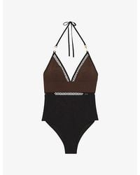 Reiss - Ray Colour-Block Stretch-Woven Swimsuit - Lyst