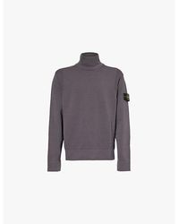 Stone Island - Brand-Badge Roll-Neck Regular-Fit Wool-Blend Knitted Jumper - Lyst