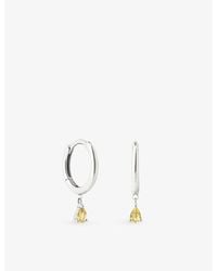 Astrid & Miyu - Pear 14Ct- And Lab-Grown-Sapphire Drop Huggies - Lyst