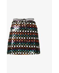 Amy Lynn Womens Multi Liberty Sequin-embellished Mini Skirt S - Black