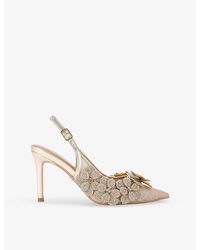 Carvela Kurt Geiger - Petalo Floral-Appliqué Metallic-Woven Slingback Courts - Lyst