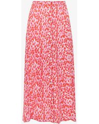 Whistles - Blurred-stroke Print A-line Recycled Viscose-blend Midi Skirt - Lyst