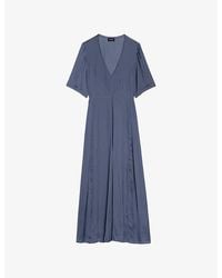 Zadig & Voltaire - Rodalan V-Neck Satin Midi Dress - Lyst