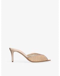 Andrea Wazen - Katy 75 Mesh And Satin Mules - Lyst