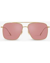 Oliver Peoples - Ov1320st Dresner Aviator-frame Tinted-lens Metal Sunglasses - Lyst